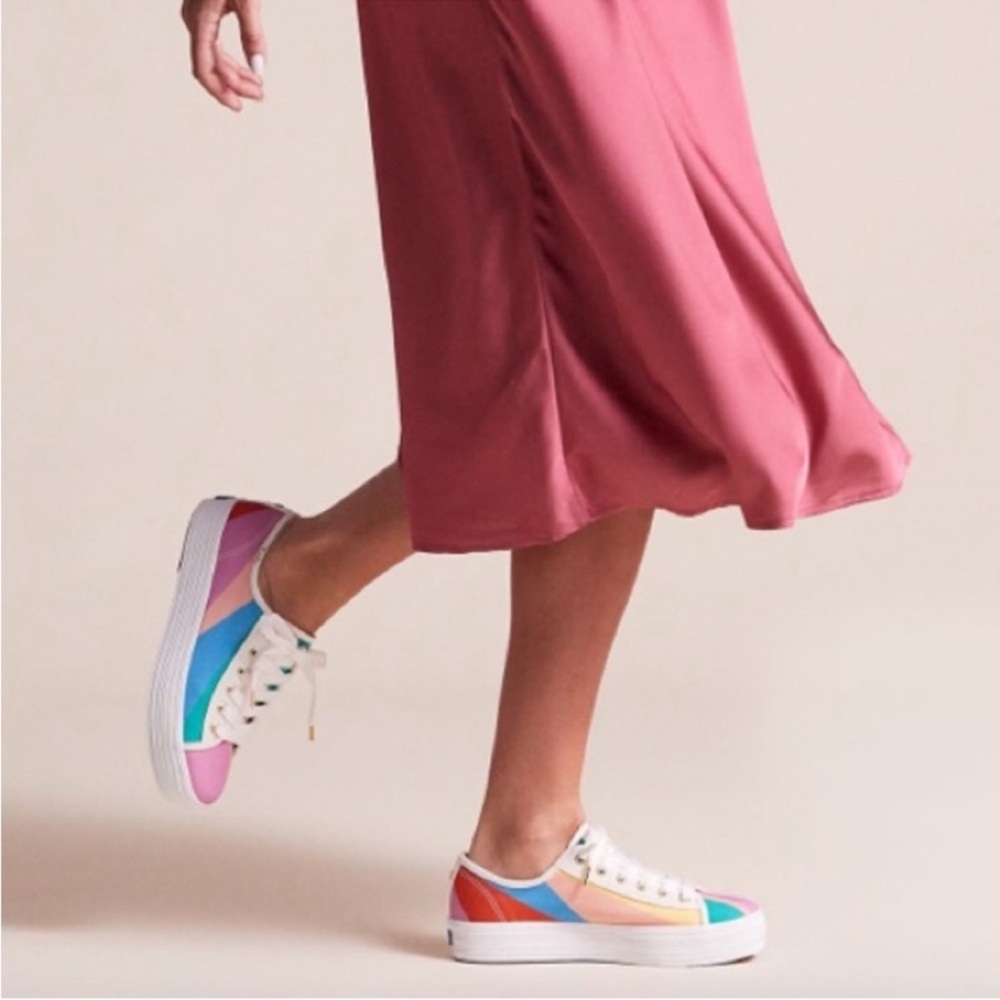 Keds‎ x Kate Spade New York Triple Kick multi-striped canvas platform sneakers